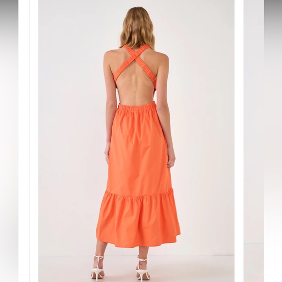 English Factory Orange Backless Dress - Picture 3 of 7